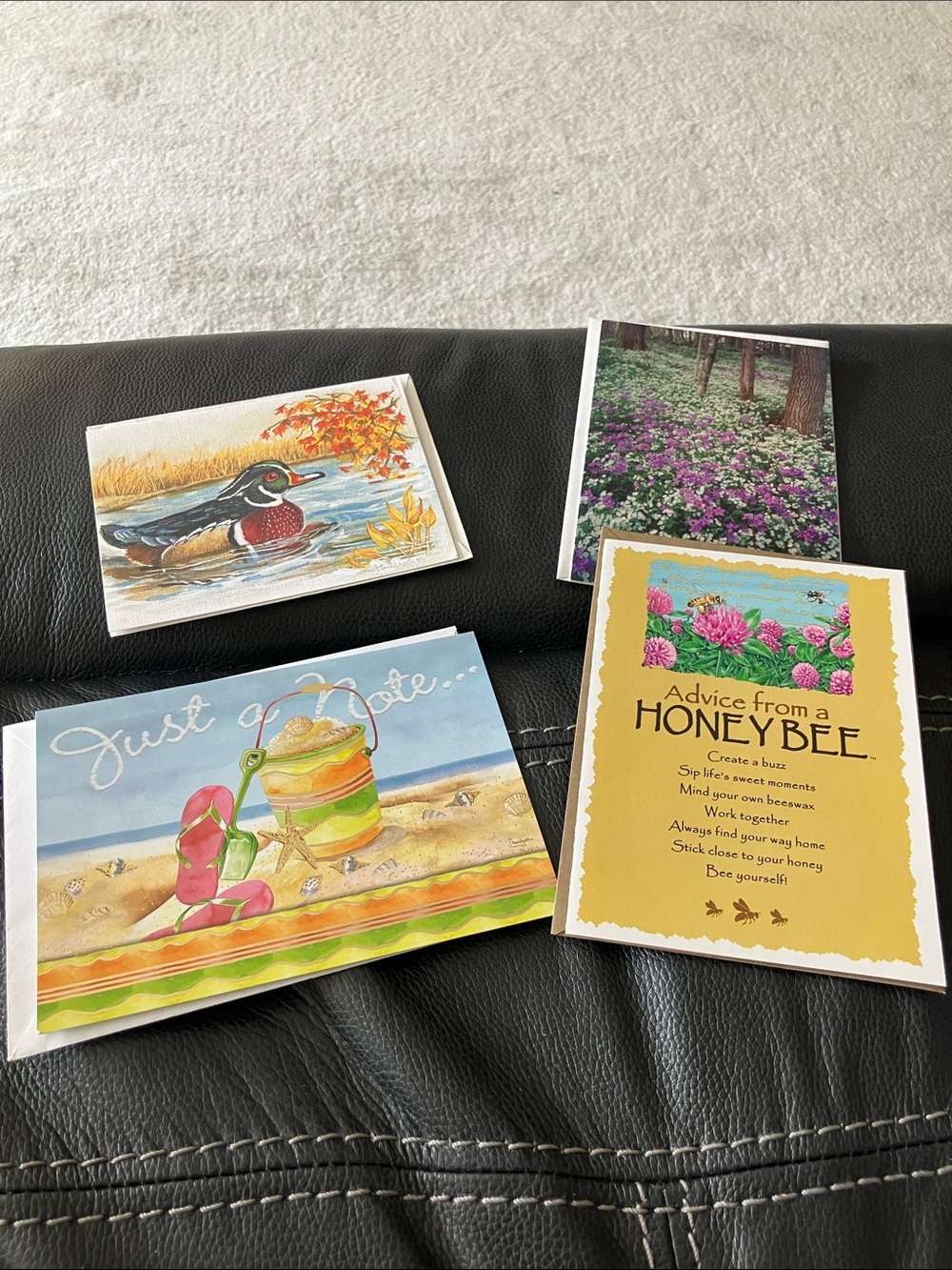 Assorted Blank Greeting Cards - Floral, Beach, Honeybee & Duck Designs